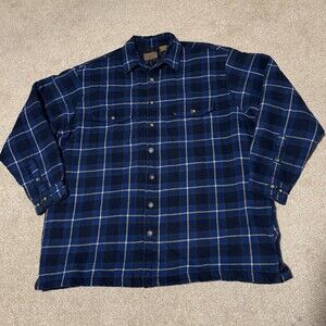 Vintage Towncraft Mens Quilt Lined Heavy Flannel Shirt Jacket Plaid Blue, Sz XL